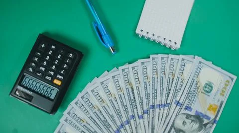 Many dollar money create pattern, make design shape picture. Top view, flat lay Stock Photos