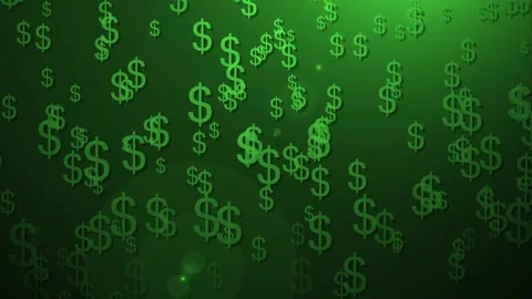 Many dollar signs floating on a dark gray background, showing money finance.. Vidéo 337263251