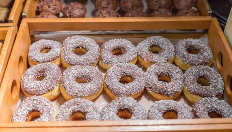 Many of donuts in a box Stock Photos