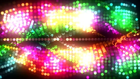 Many dots pattern animation with concept dna spinning with colorful shiny gl Stock Footage 247243245