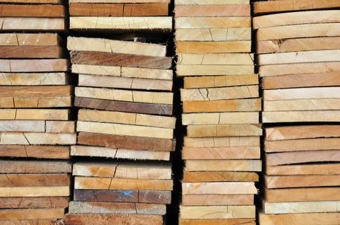 Many edging board in stacks Stock Photos