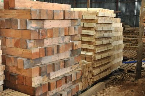 Many edging board in stacks Stock Photos