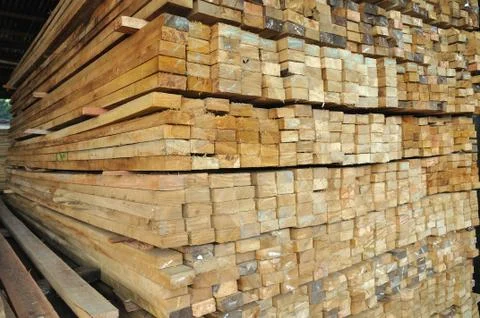 Many edging board in stacks Stock Photos
