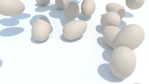 Many eggs on white background, 3d animation Stock Footage 131511280