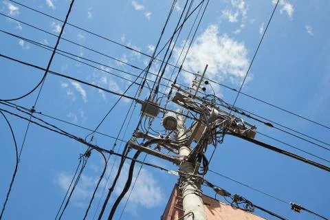 Many electric cables Fotos Stock