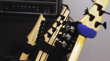 Many electric guitars Stock Footage 85526020