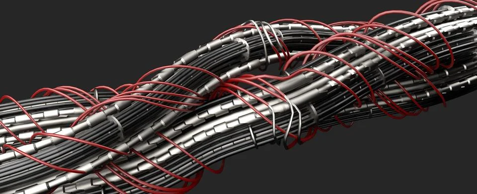 Many electrical wires,electric cable,3d render Stock Photos