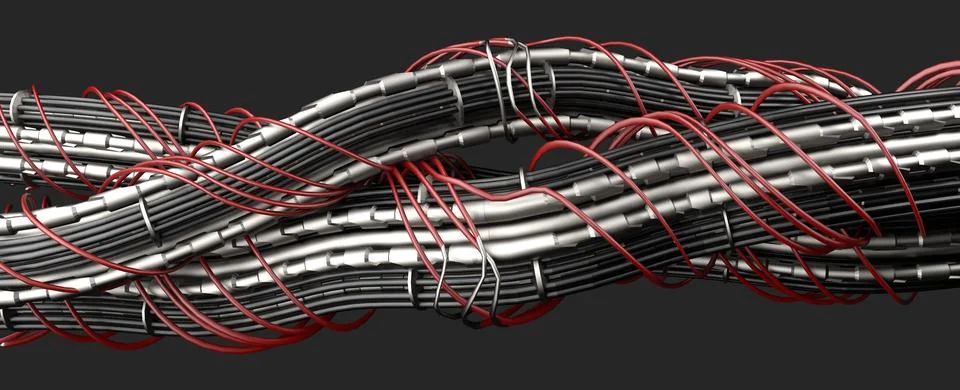 Many electrical wires,electric cable,3d render Stock Photos