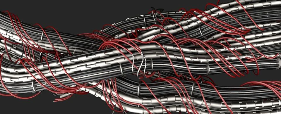 Many electrical wires,electric cable,3d render Stock Photos