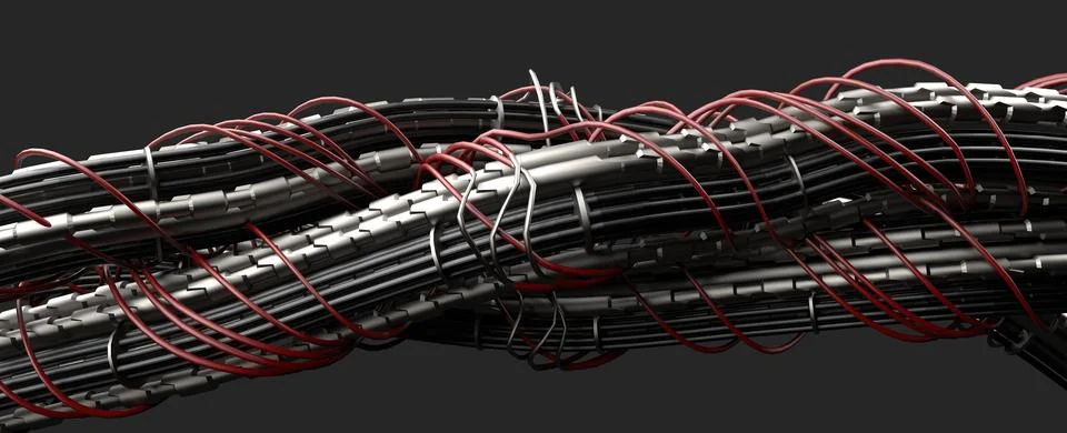 Many electrical wires,electric cable,3d render Stock Photos