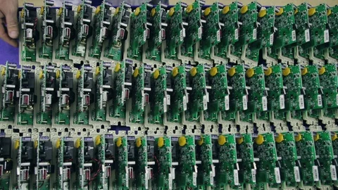 Many electronic boards Stock Footage 128169237