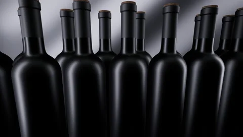 Many Empty 3D Bottles of Wine Video stock 201131865