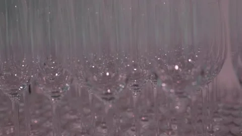 Many empty champagne glasses Stock Footage 145660750