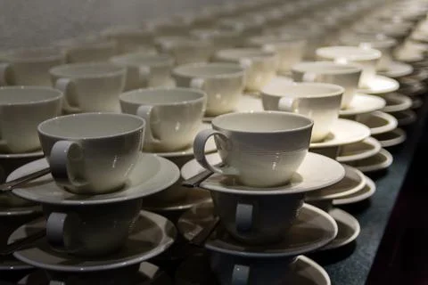Many empty cups for coffee Stock Photos