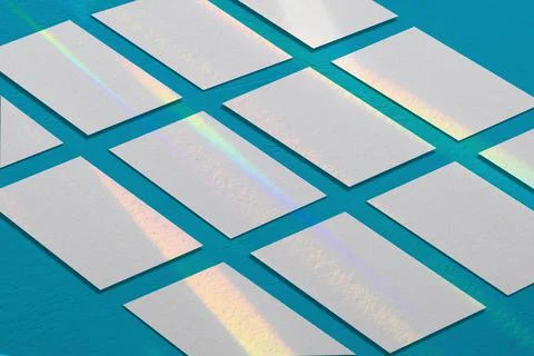 Many empty horizontal rectangle poster mockup on mint blue background Stock Illustration