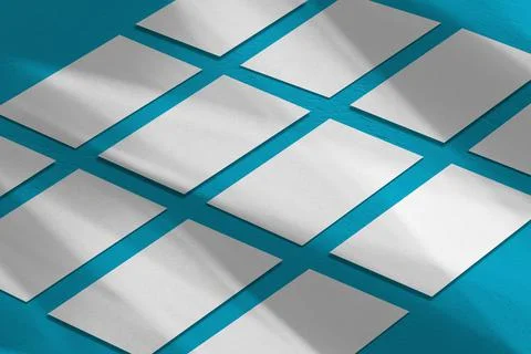 Many empty horizontal rectangle poster mockup on mint blue background 스톡 일러스트