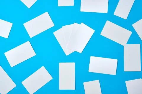 Many empty rectangular white paper business cards Stock Photos