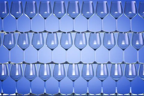 Many empty wine glasses are stacked on top of each other. Abstract background Stock Photos