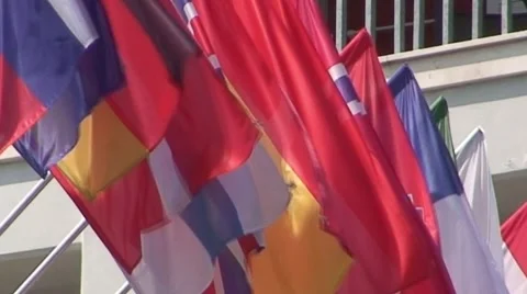 Many European Flags Stock Footage 1061087