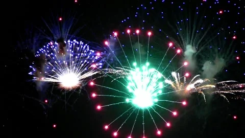 Many explosions of fireworks.Slow motion Stock Footage 108722045