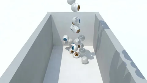 Many eyeballs fall on a container, 3d animation Stock Footage 131511437