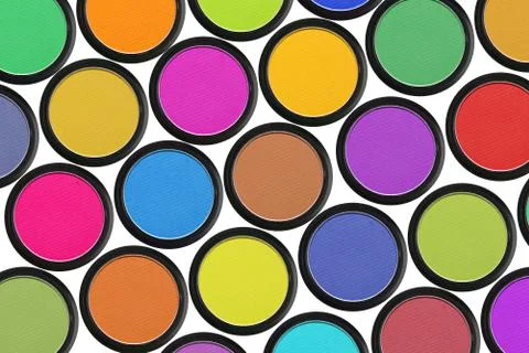 Many eyeshadows on white background Stock Photos