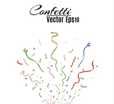 Many Falling Colorful Tiny Confetti And Ribbon On Transparent Background Stock Illustration