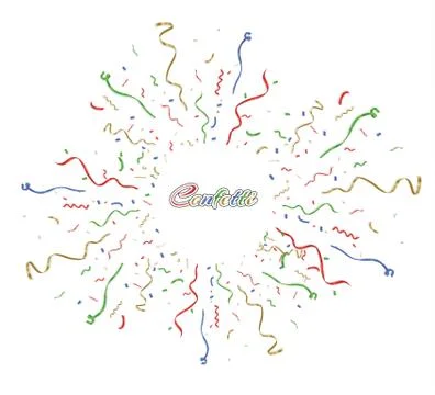 Many Falling Colorful Tiny Confetti And Ribbon On Transparent Background Illustrazione stock