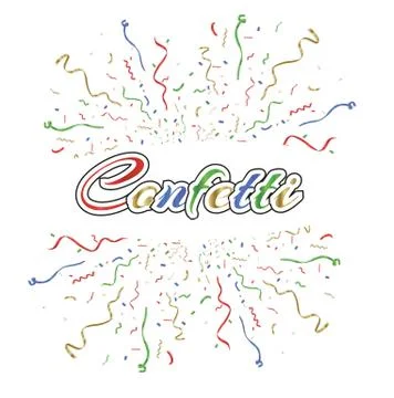 Many Falling Colorful Tiny Confetti And Ribbon On Transparent Background Stock Illustration