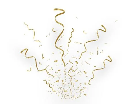 Many Falling Colorful Tiny Confetti And Ribbon Isolated On Transparent Stock Illustration