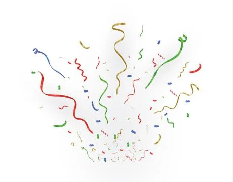Many Falling Colorful Tiny Confetti And Ribbon Isolated On Transparent Stock Illustration
