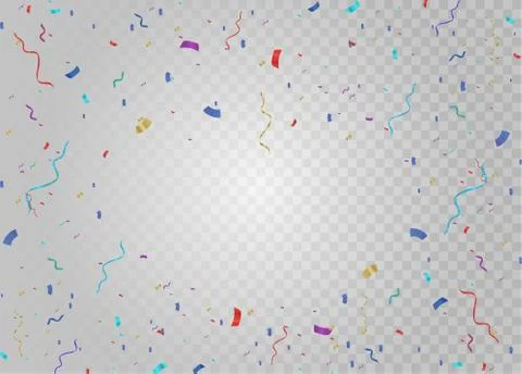 Many Falling Colorful Tiny Confetti And Ribbon Isolated On Transparent Stock-Illustration