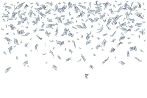 Many Falling Dollars Isolated Stock Photos
