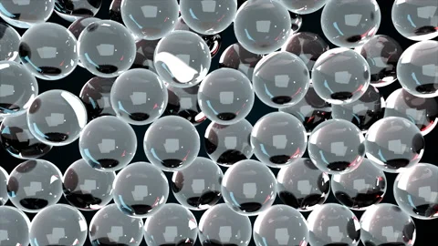 Many falling glass balls, computer generated. 3d render of crystal transparent Stock Footage 144509474
