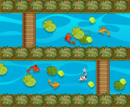 Many fish in the pool Stock Illustration
