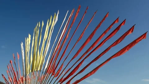 Many flags is fluttering in the wind 動画素材 145969480