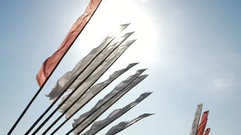 Many flags is fluttering in the wind Stock Footage 145969492