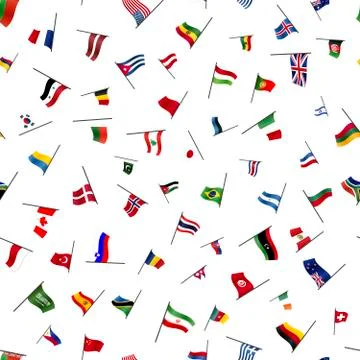 Many flags on a pole, seamless pattern Stock Illustration
