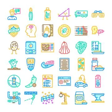 Many flat line icons for web and app Stock Illustration
