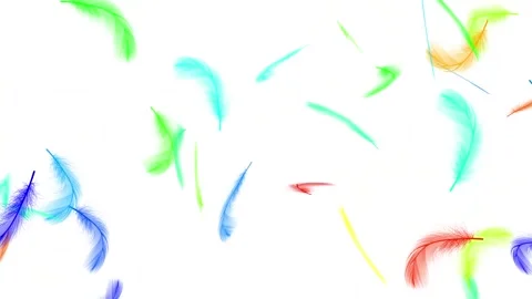Many Floating Feathers Soft Falling down. Video stock 336859569