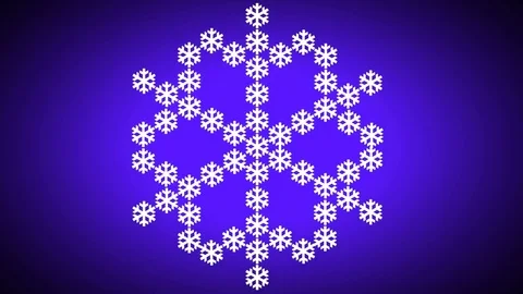 Many flowing snow flake expand and contract to form a big designer flake Stock Footage 81696398