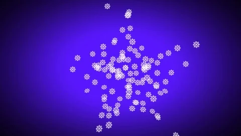 Many flowing snow flake expand and contract to form a big star Stock Footage 82602088