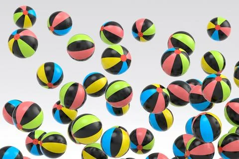 Many of flying beach balls isolated on white background 스톡 일러스트