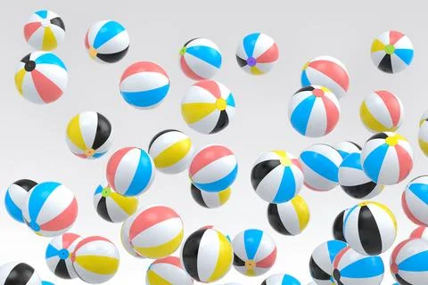 Many of flying beach balls isolated on white background 스톡 일러스트