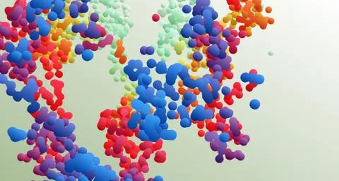 Many flying spheres of different sizes in empty space. Abstract background. 3 Stock Illustration