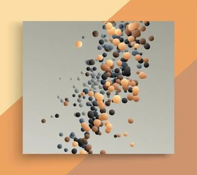 Many flying spheres of different sizes in empty space. Abstract background. 3 Stock Illustration