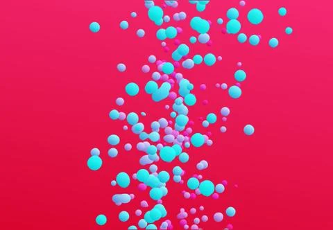 Many flying spheres of different sizes in empty space. Abstract background. 3 Stock Illustration