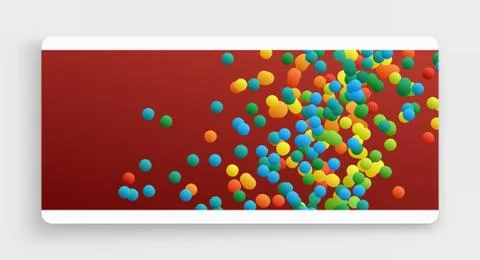Many flying spheres of different sizes in empty space. Abstract background. 3 Stock Illustration