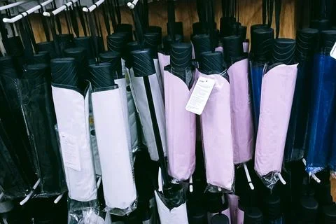 Many folding umbrellas Stock Photos