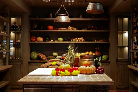 Many fresh vegetables in kitchen Stock Photos